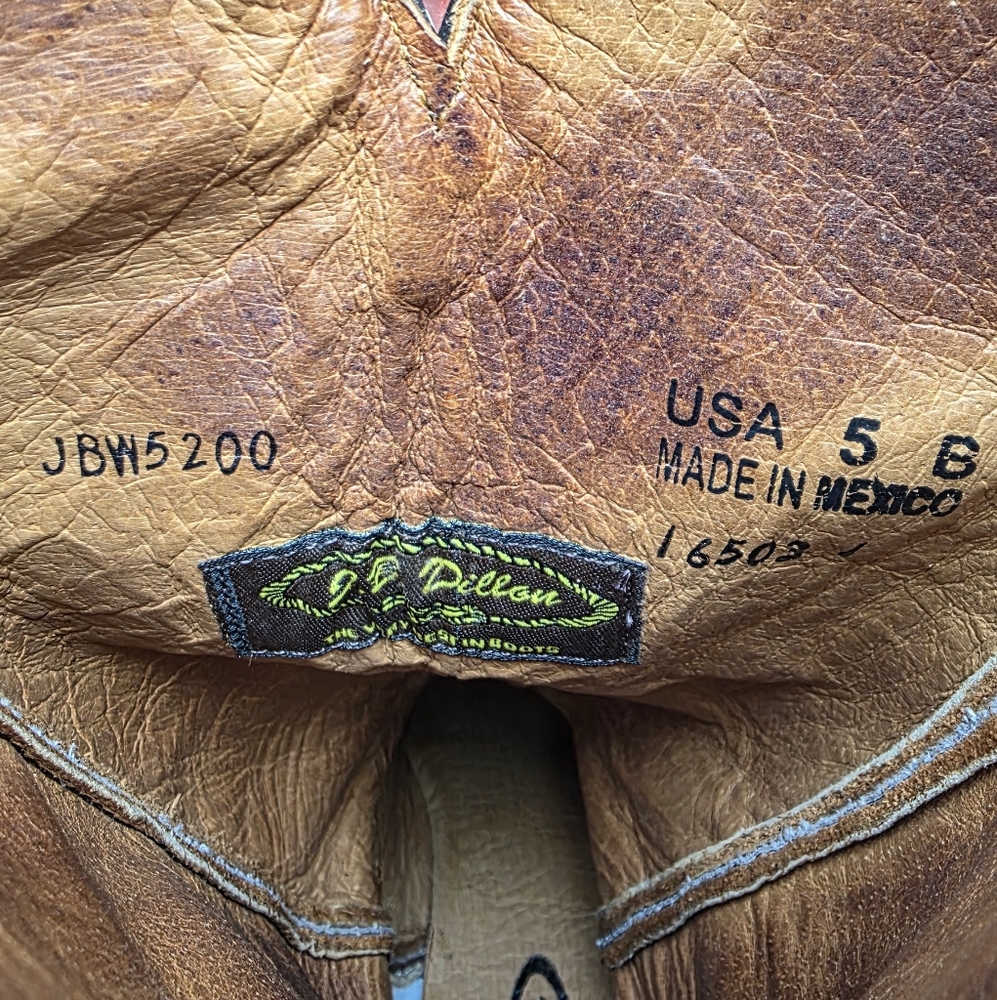 J.B. Dillon Snip Toe Embroidered Western Handcrafted Soft Leather Cowgirl Boots - Picture 9 of 14